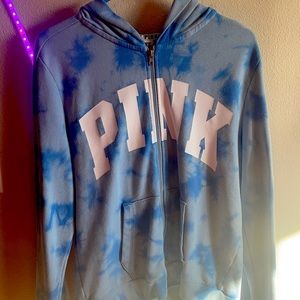 Brand Pink, large, blue and white zip up hoodie